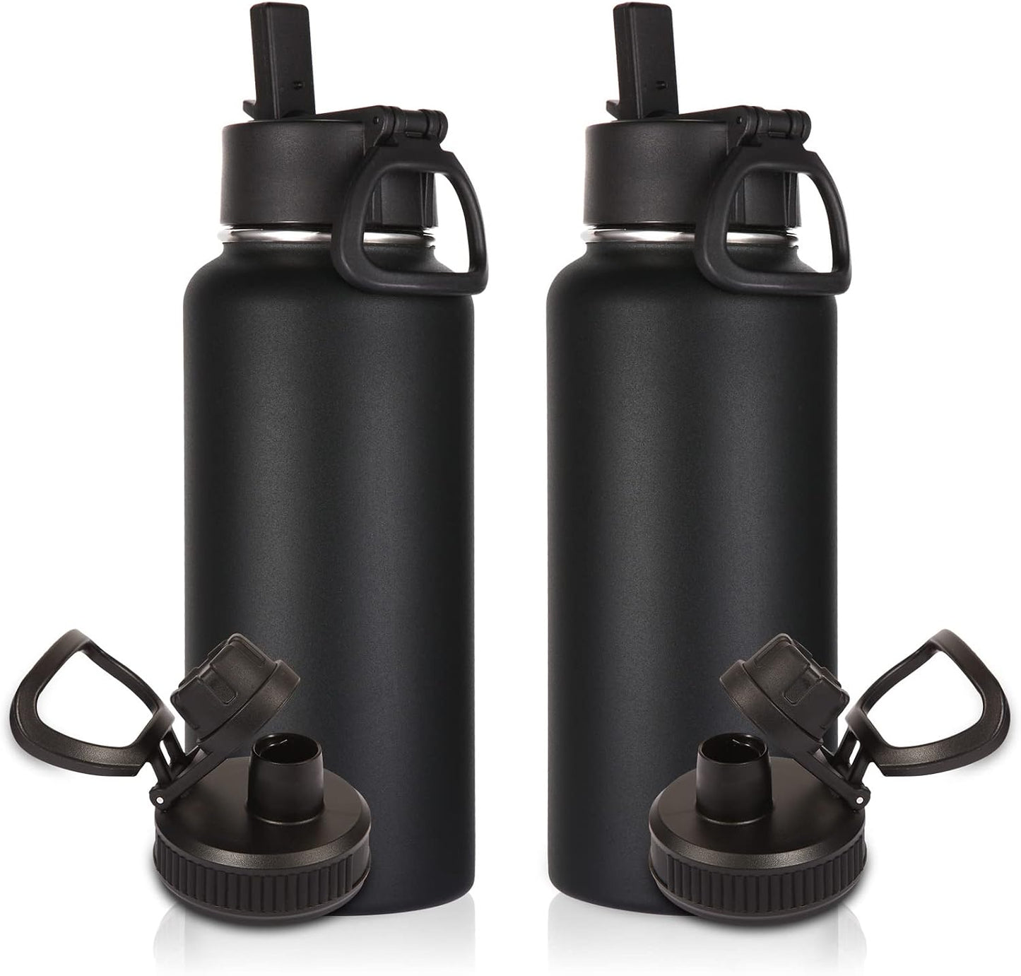 2 Pack Botellas Agua Aisladas 946ml Acero Inox Tapa Pajilla