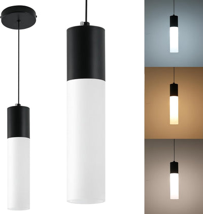 Lámpara colgante LED negra 12W pantalla blanca moderna
