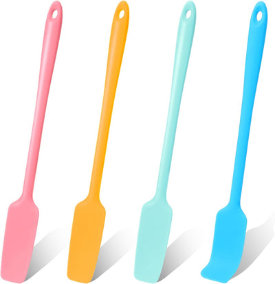 4 Espátulas Silicona para Frascos Mango Largo Antiadherentes