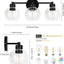 Lámpara baño negra 3 luces vidrio transparente E26