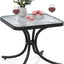 Mesa auxiliar cuadrada 20" vidrio templado metal para jardín
