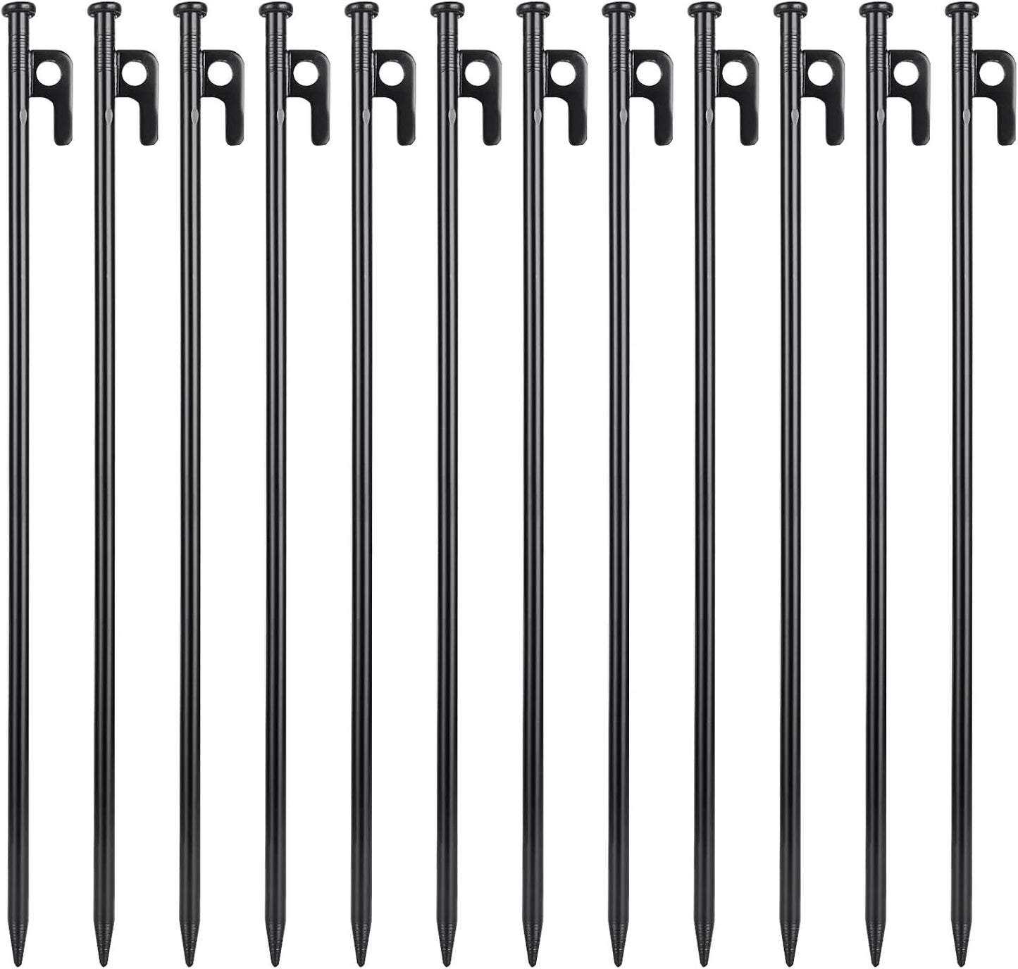 12 Estacas Metal 16" para Tienda Camping Roca Patio