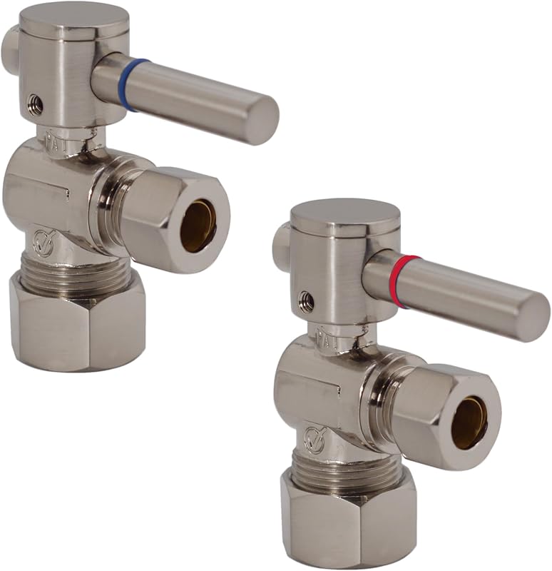 2 Válvula cierre angular palanca 5/8x3/8" níquel satinado