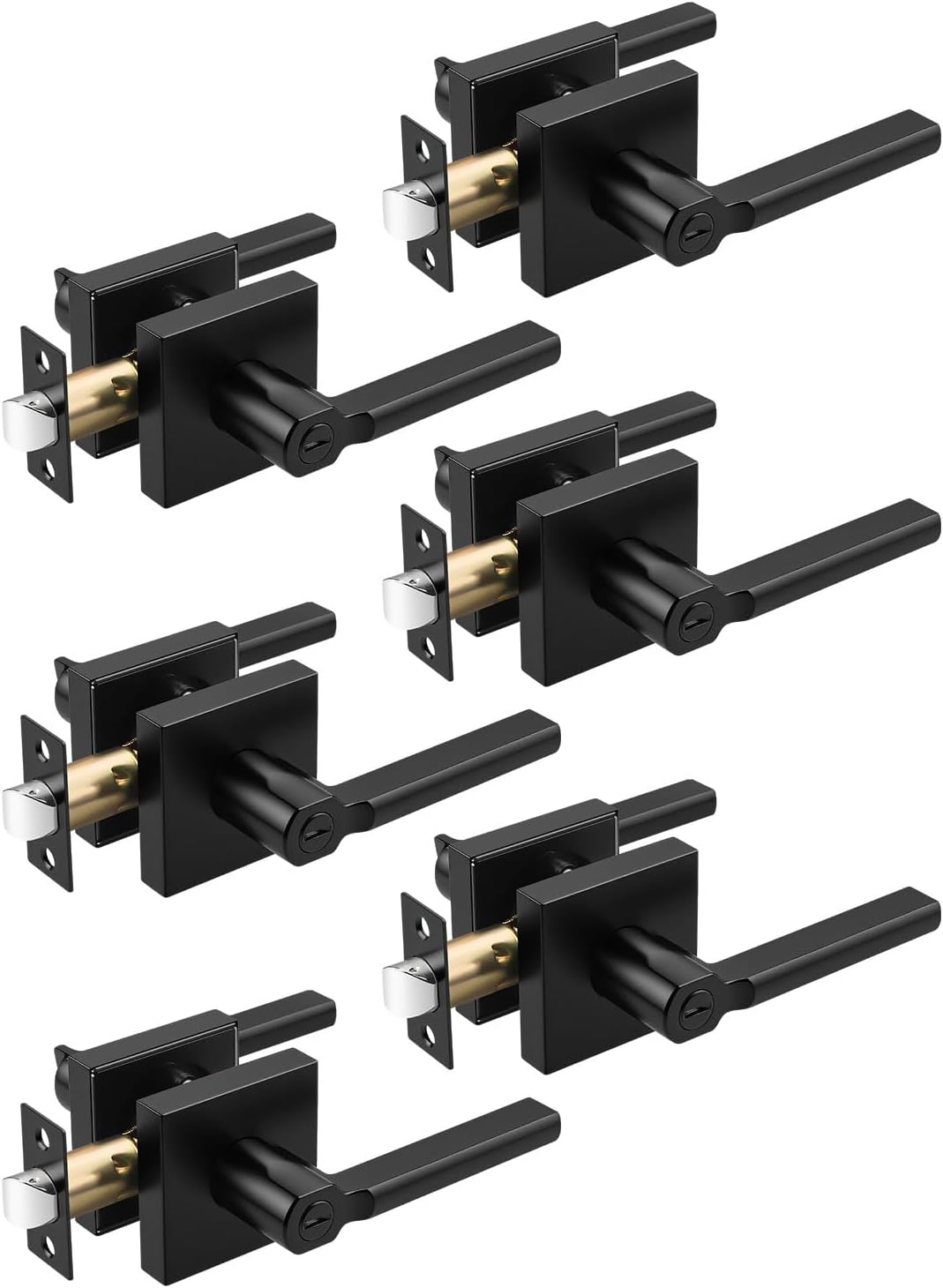 6 Manijas Cuadradas Negro Mate Puertas Laterales