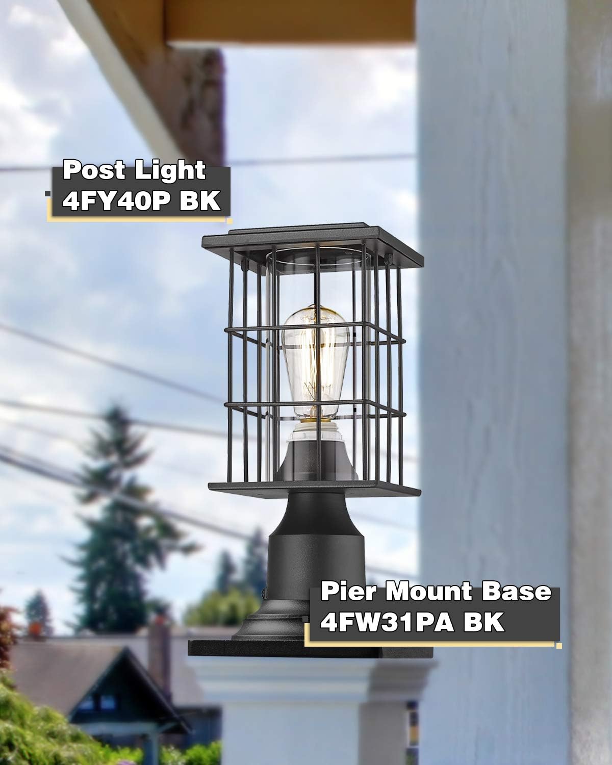 Base montaje muelle adaptador luz poste aluminio fundido negro