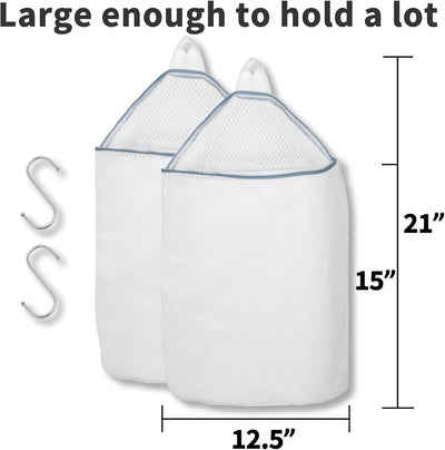 2 Pzas Bolsas Lavandería Malla 15x12" con Ganchos S