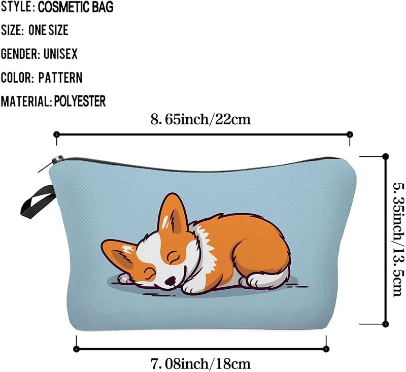 Bolsa maquillaje corgi con cremallera regalo perros