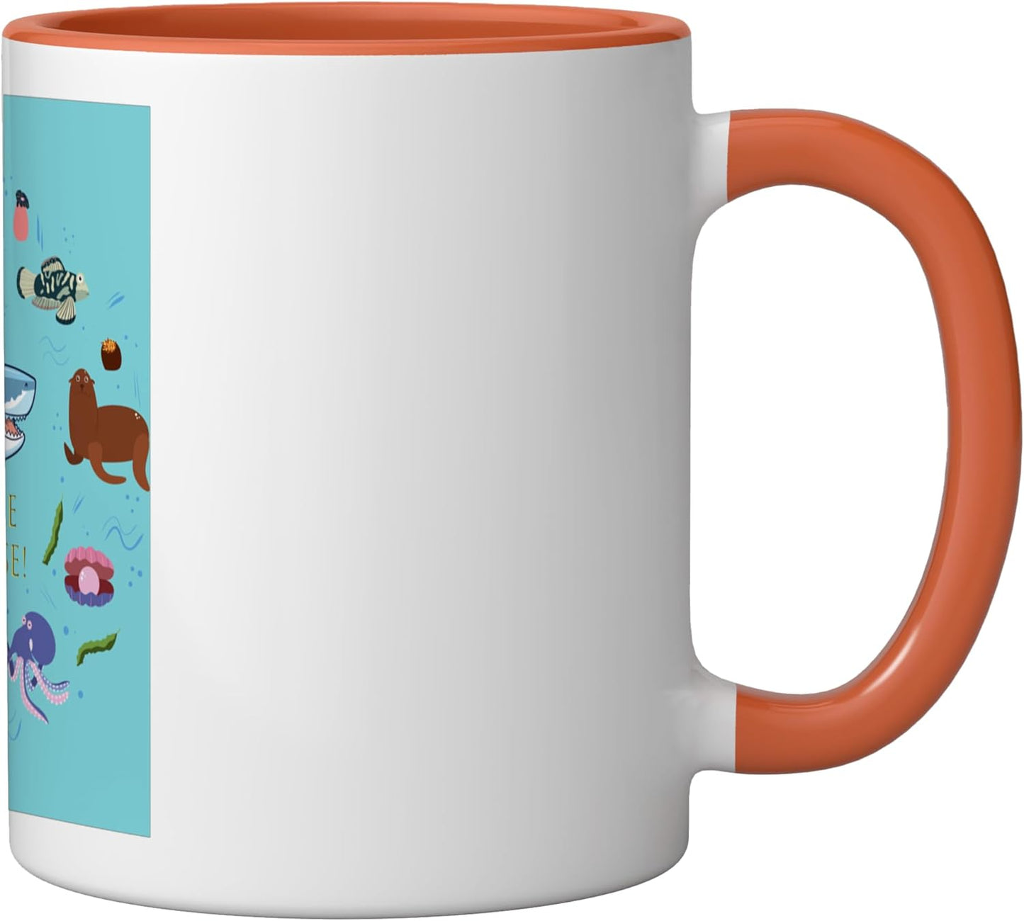 Taza Cerámica Sonrisa Tiburón Naranja/Blanco