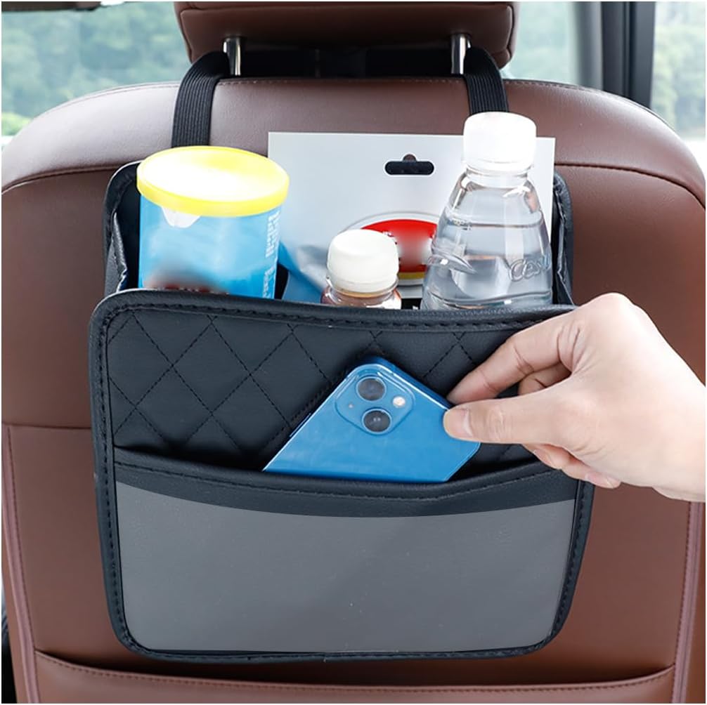 Organiz. asiento coche bolsa plegable cuero multiusos
