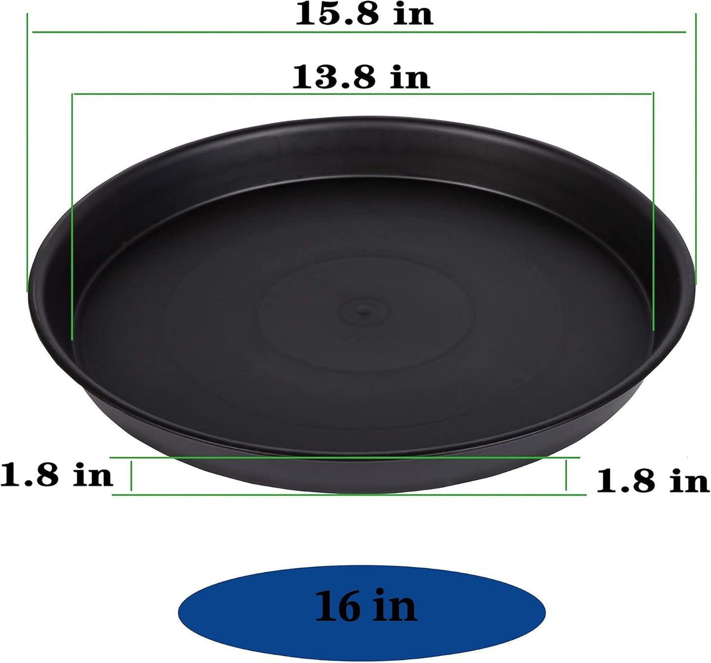 4 Platillos Plástico Resistente 16pulg Base 13.5pulg