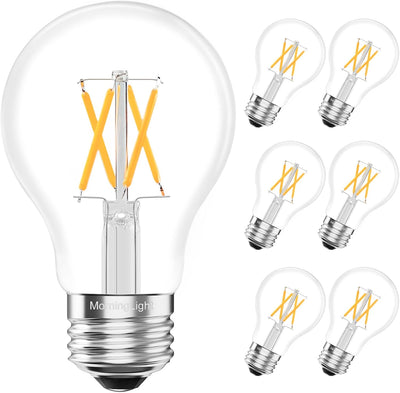 6 Pzas Bombilla LED Edison A19 E26 2700K Blanco Cálido