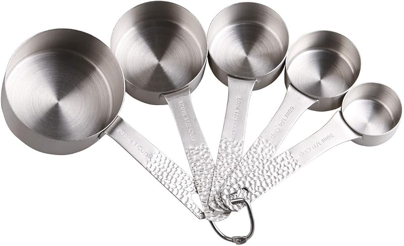 Set 5 Tazas Medidoras Acero Inox 18/8 Color Plata