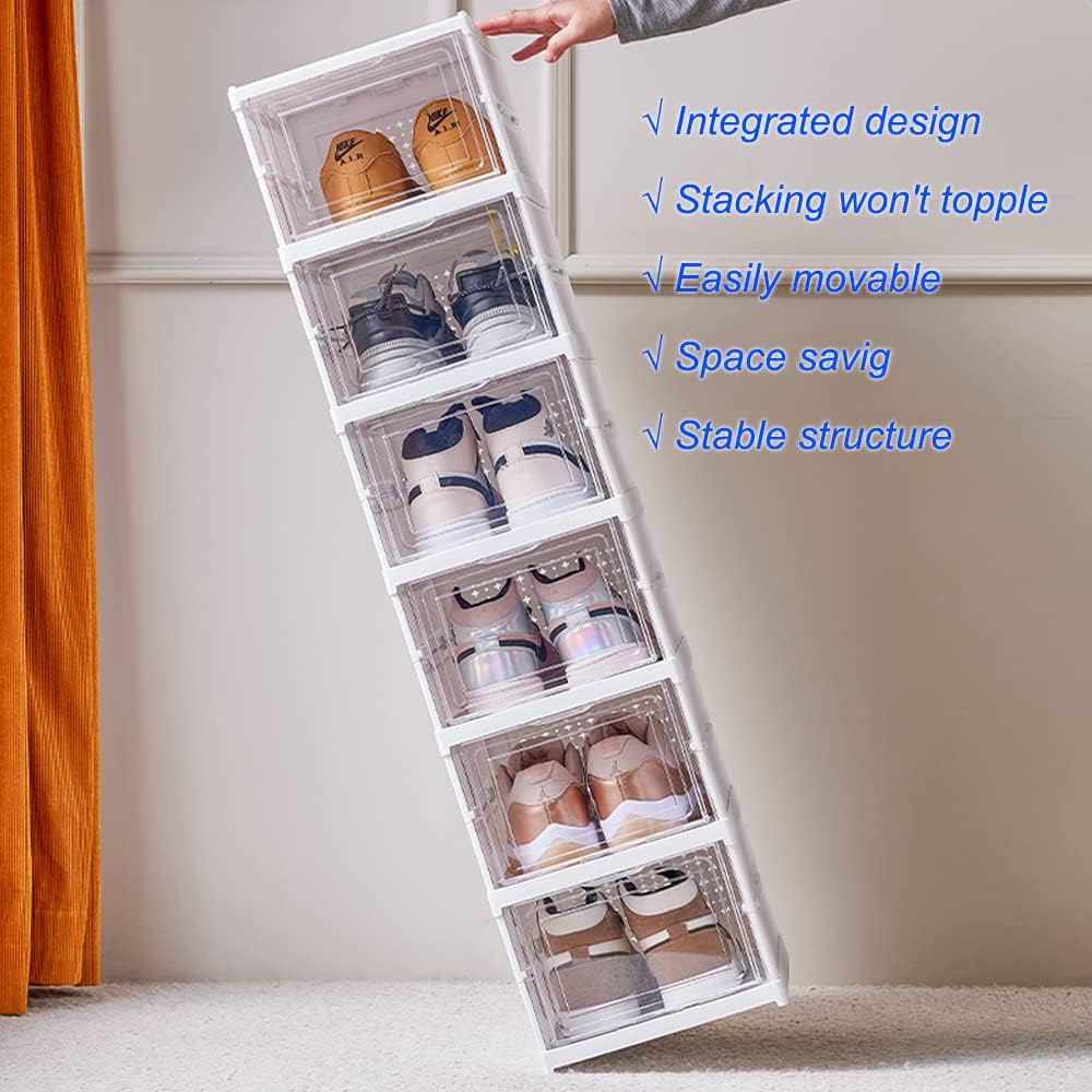 Zapatero 6 niveles plástico transparente plegable apilable