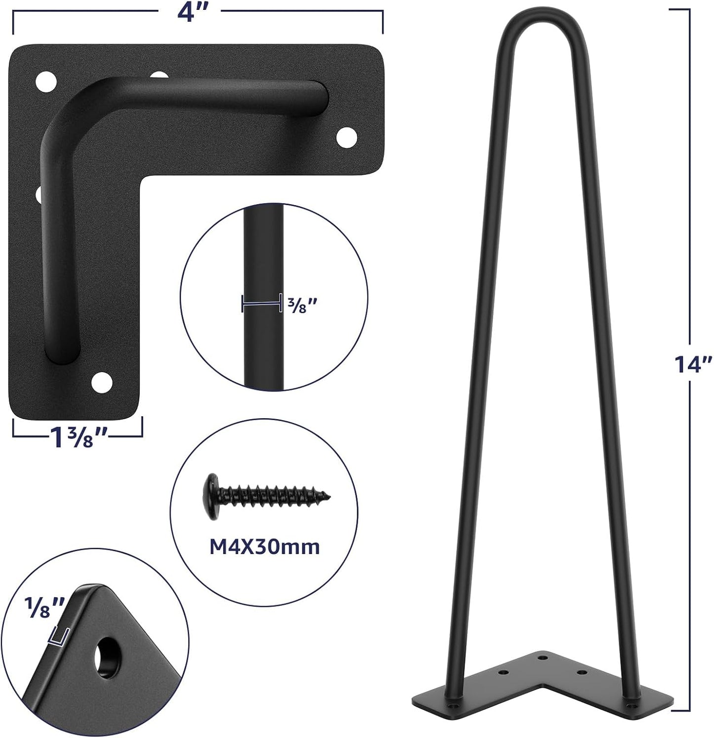Patas muebles horquilla 14pulg metal bricolaje