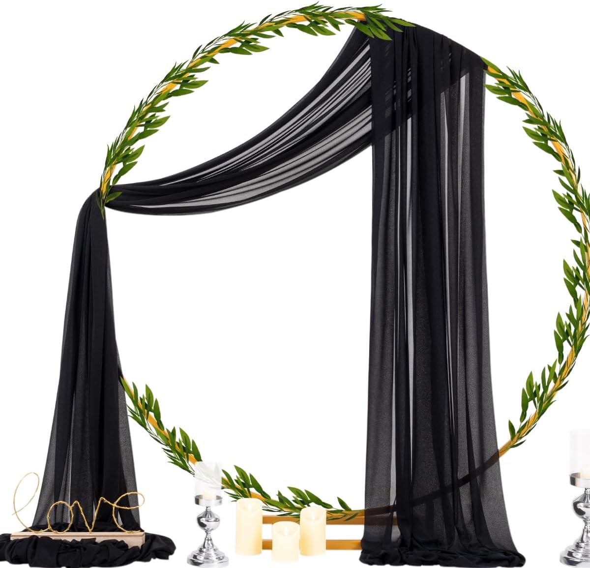 Cortina gótica transparente negra 29x20ft para bodas