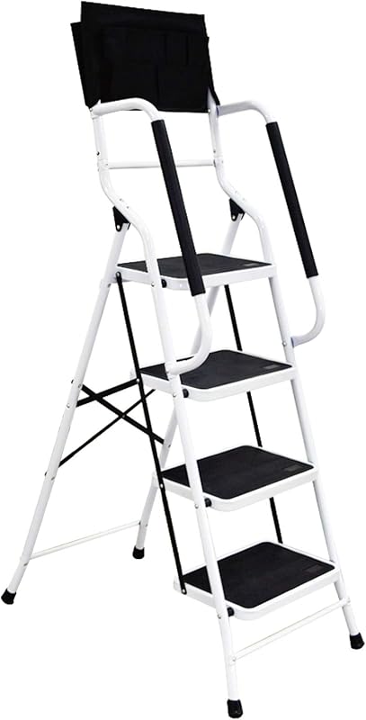 Escalera plegable 4 peldaños acero pedal ancho antiderrap
