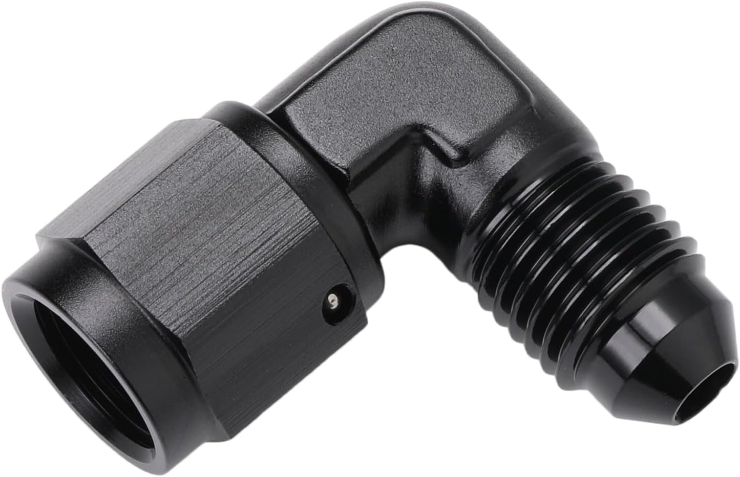 Adaptador 3AN hembra a macho codo 90 grados aluminio negro