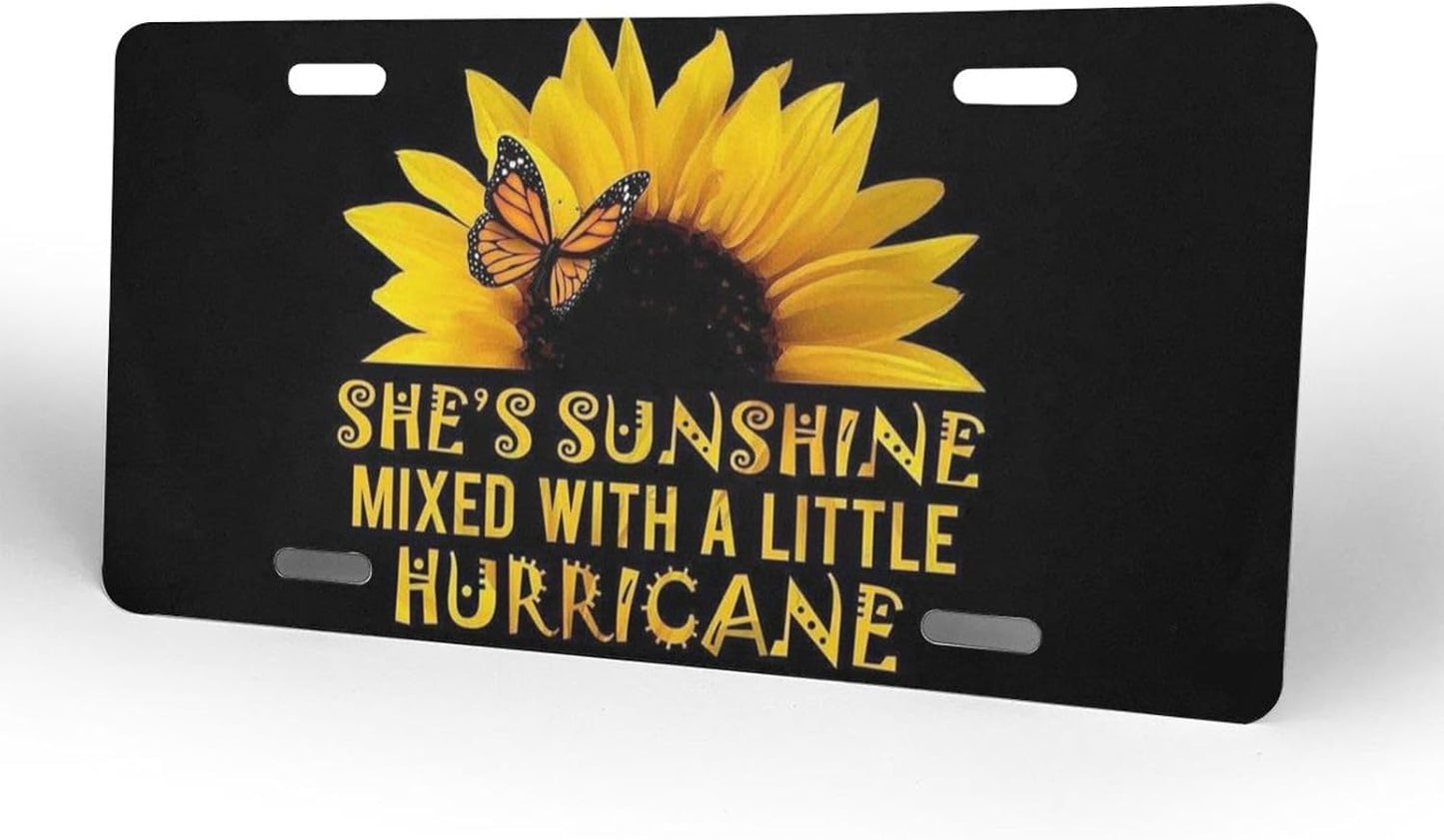 Placa matrícula aluminio diseño mariposa girasol 6x12pulg