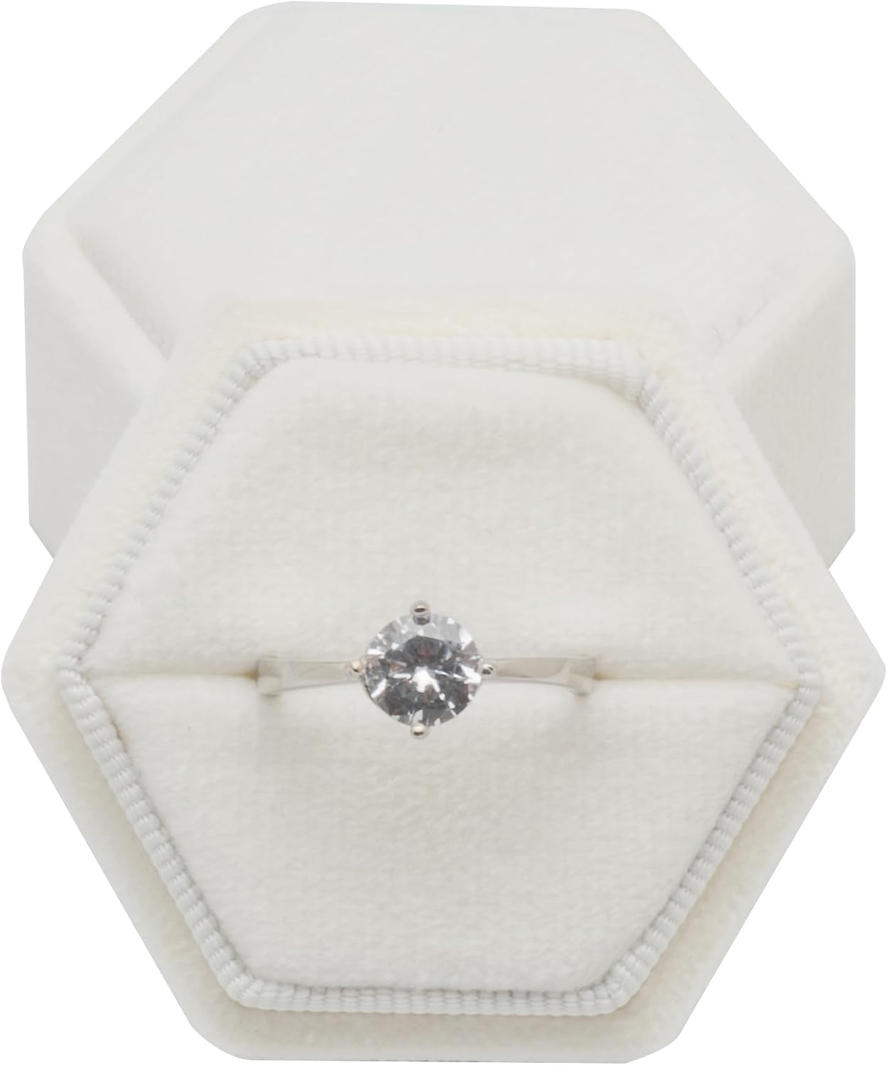 Caja terciopelo hexagonal para anillo propuesta compromiso