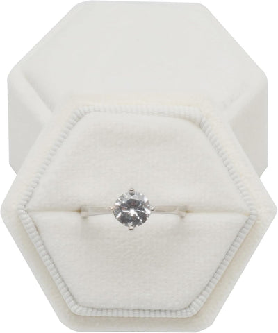 Caja terciopelo hexagonal para anillo propuesta compromiso