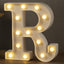 Letrero LED con letra R y números 0-9 blanco cálido para bares