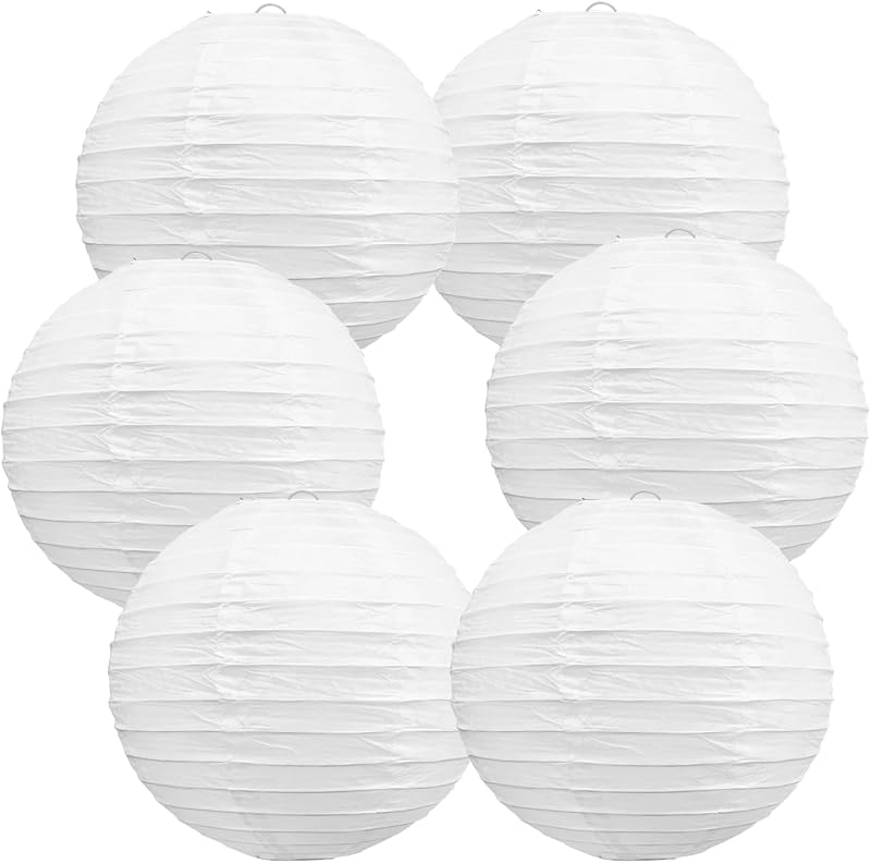 Farolillos papel blanco 10pulg decorativos cumpleaños bodas