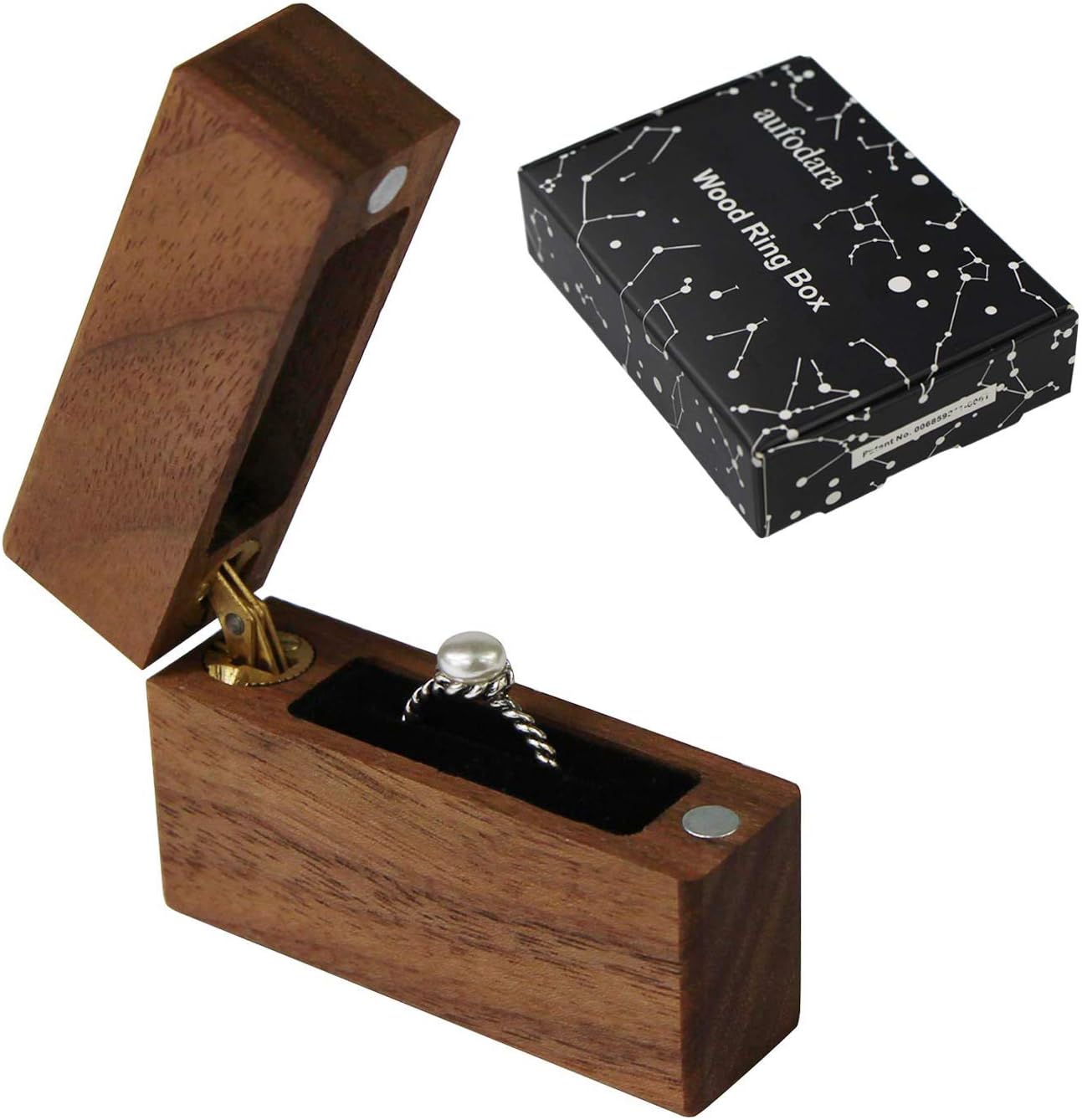 Caja madera nogal para anillos propuesta boda