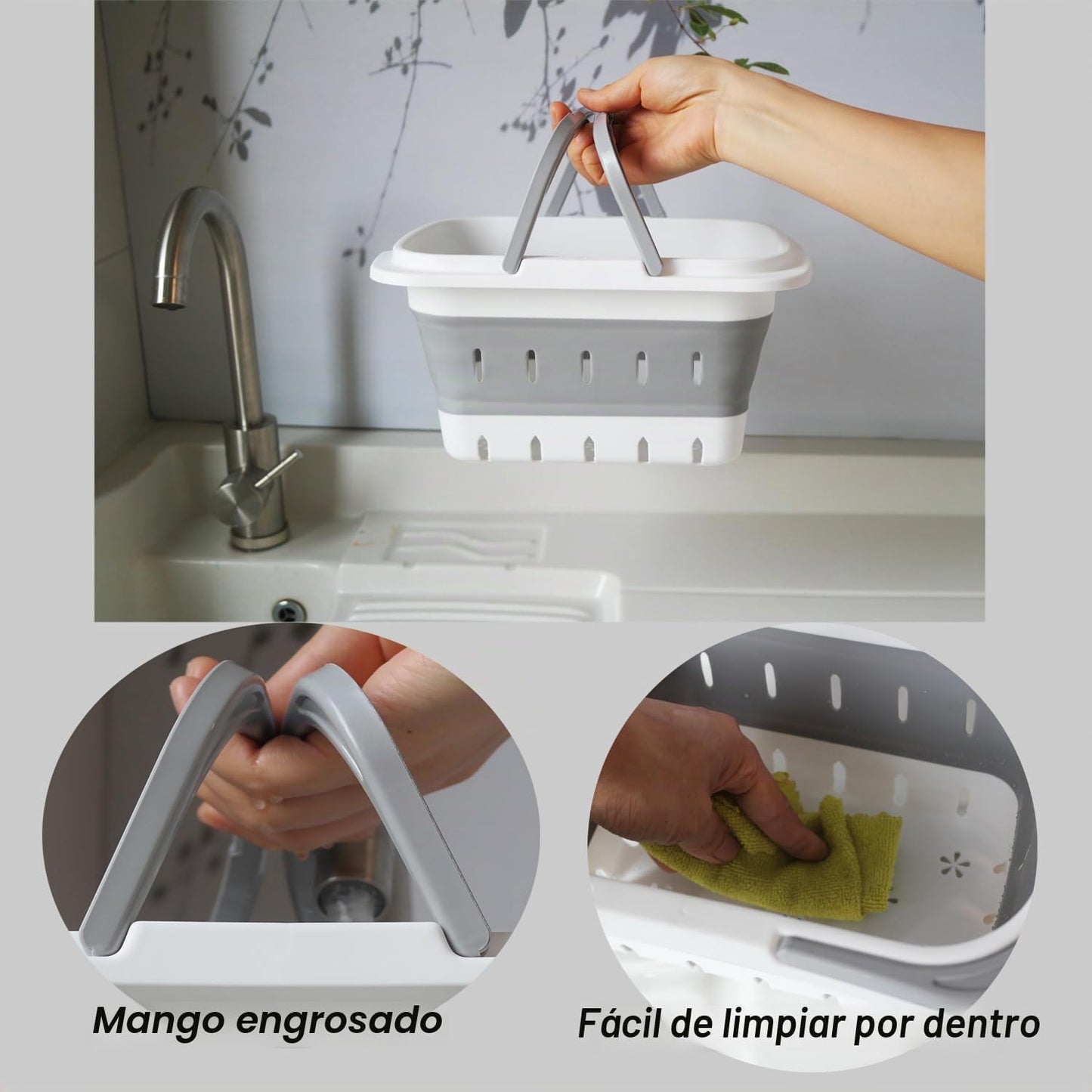 Organiz. baño plástico plegable para viaje