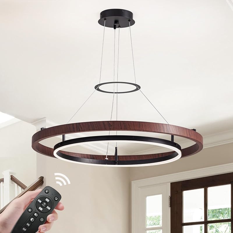 Candelabro LED regulable anillo colgante negro contemporáneo