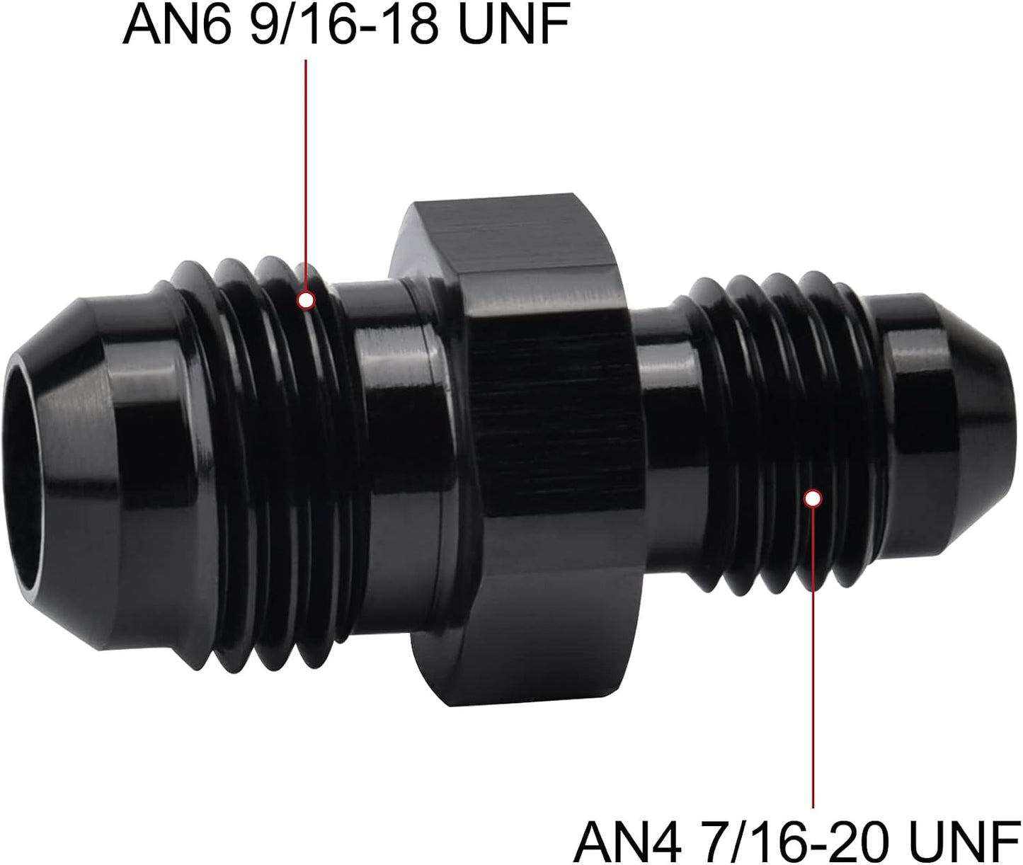 Adaptador recto negro 2 Pzas AN4 Macho
