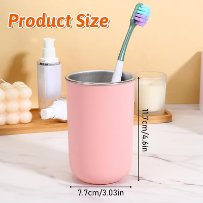 Vaso acero inox para lavado bucal 12oz rosa reutilizable