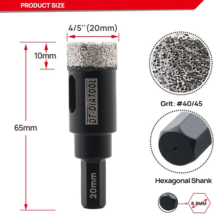 Broca diamante 4/5pulg 2pzas para azulejos cerámica mármol