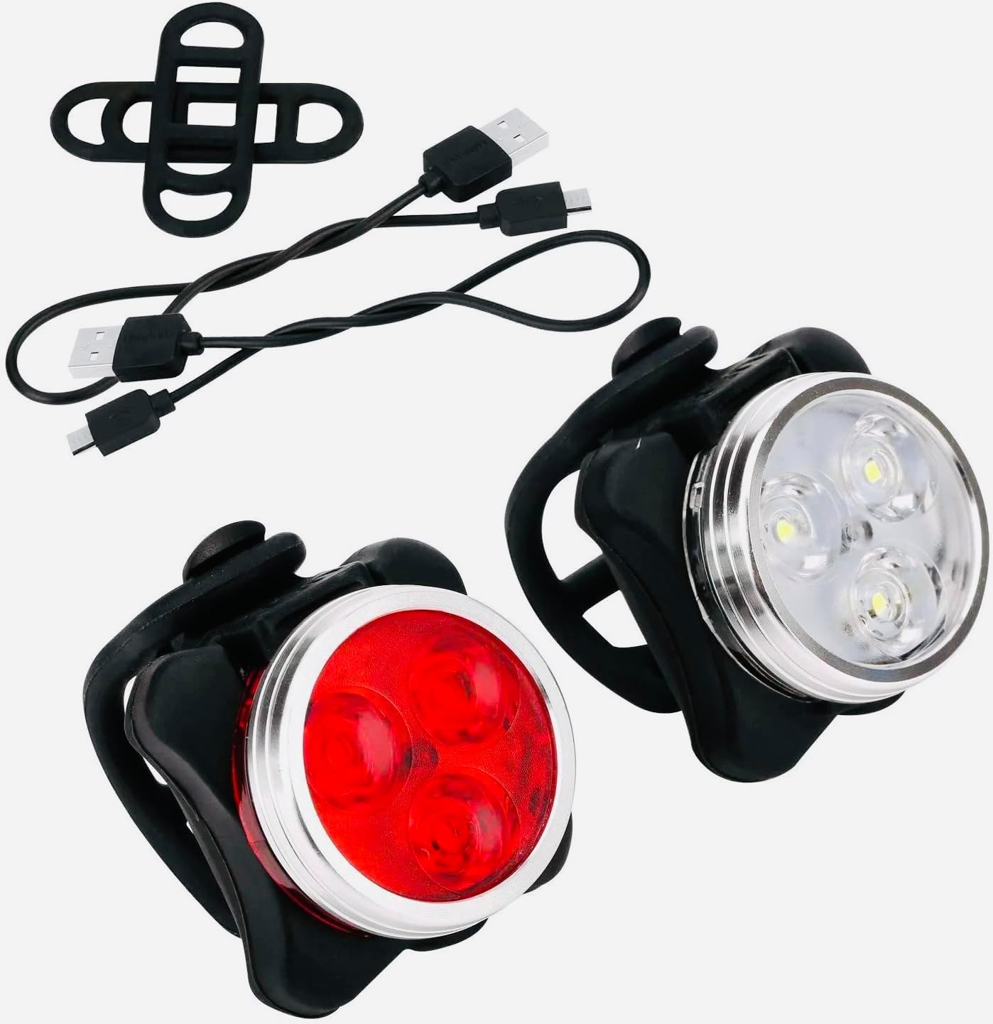 Juego luces bicicleta USB LED impermeable 4 modos