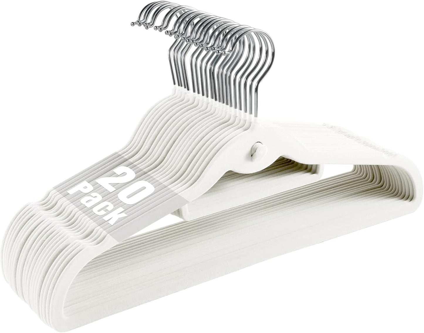 20 Perchas Terciopelo Blanco Antiderrap 360° para Adultos