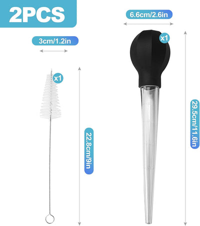 Baster de pavo 2 piezas con cepillo de limpieza y soplador transparente