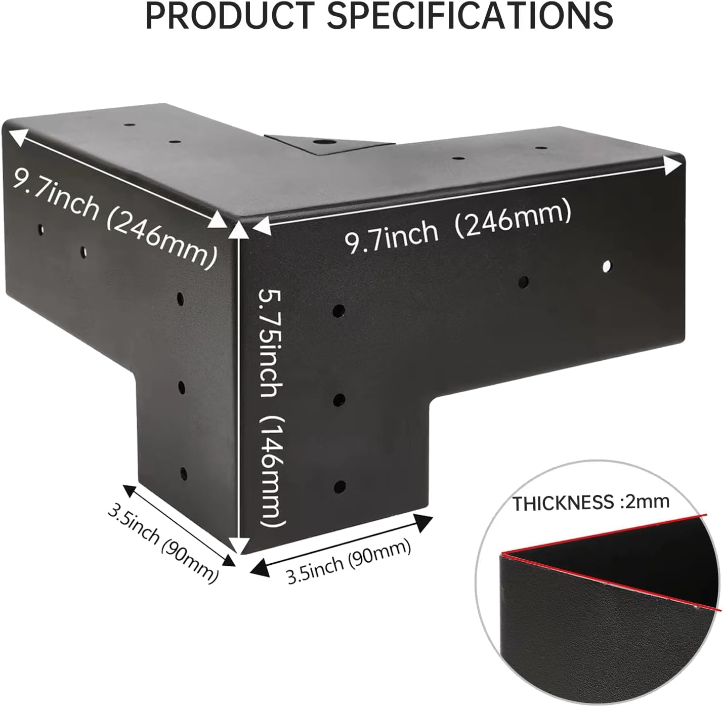 Kit soportes pérgola 3 vías ángulo recto carpintería madera