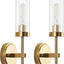 2 Apliques Pared Dorado Luces Tocador Vidrio Transparente