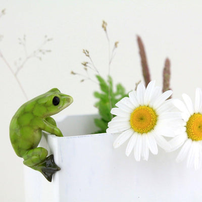 Maceta abrazador jardín hadas con rana y flor mini