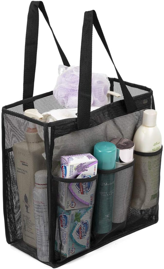 Bolsa ducha malla baño seco húmedo con bolsillo PVC negro