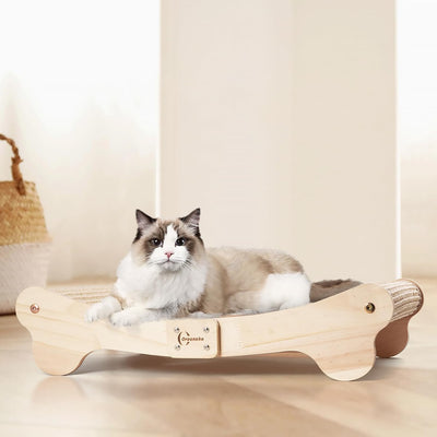 Cama rascador 2en1 para gatos sisal madera sin puntas