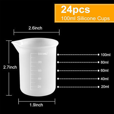 24 Tazas Medidoras Silicón 3.4oz para Resina DIY