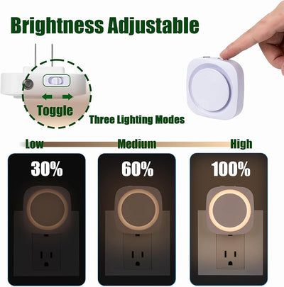 Luces nocturnas blancas enchufables 4 pack sensor baño dormitorio