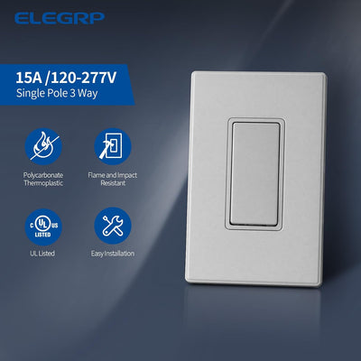 Interruptor luz 3 vías gris 15A 120-277V reemplazo