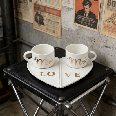 Juego de tazas de café para él y ella estilo formal edición Mr. and Mrs.
