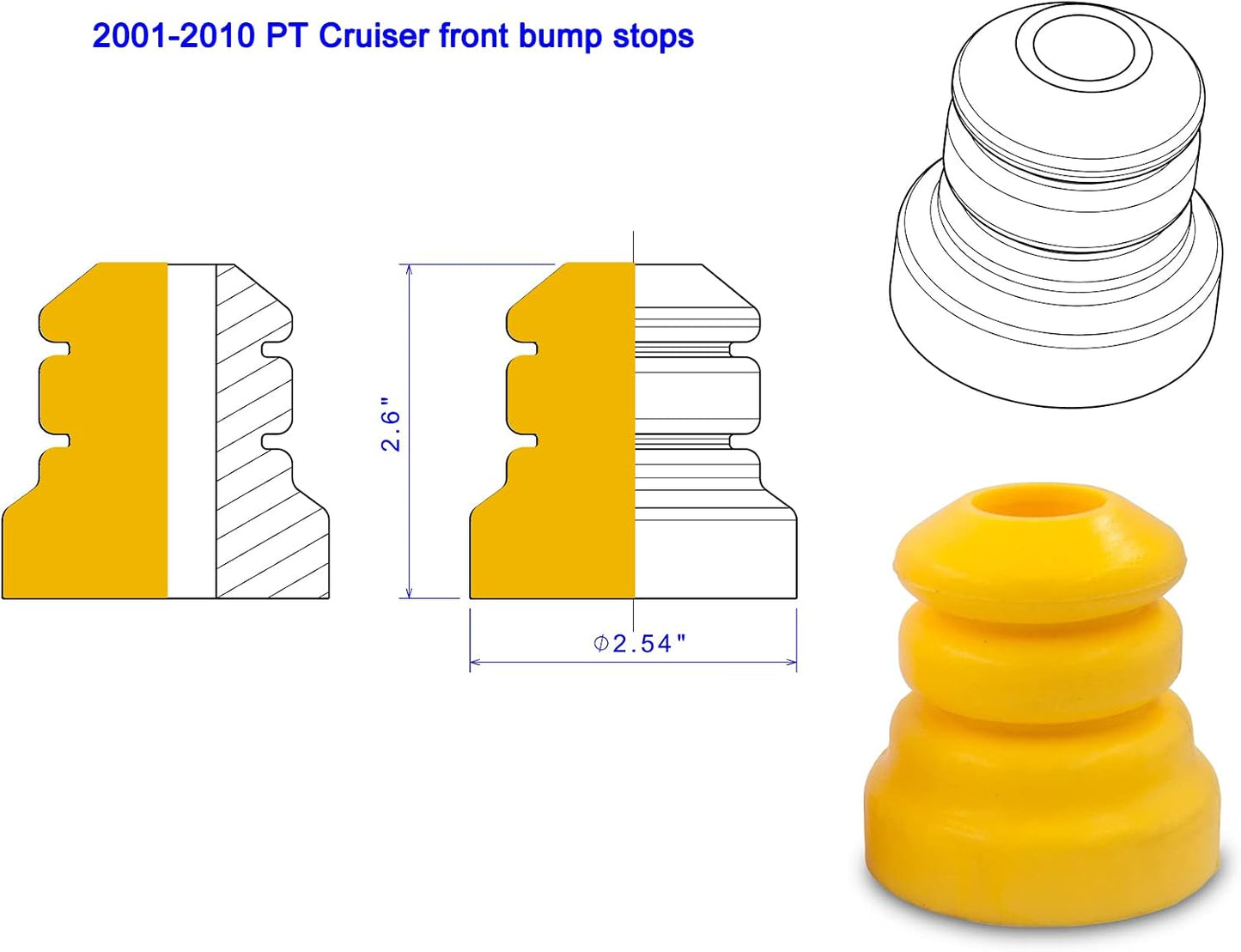 Tope parachoques delantero Chrysler PT Cruiser 2001-10 set 2