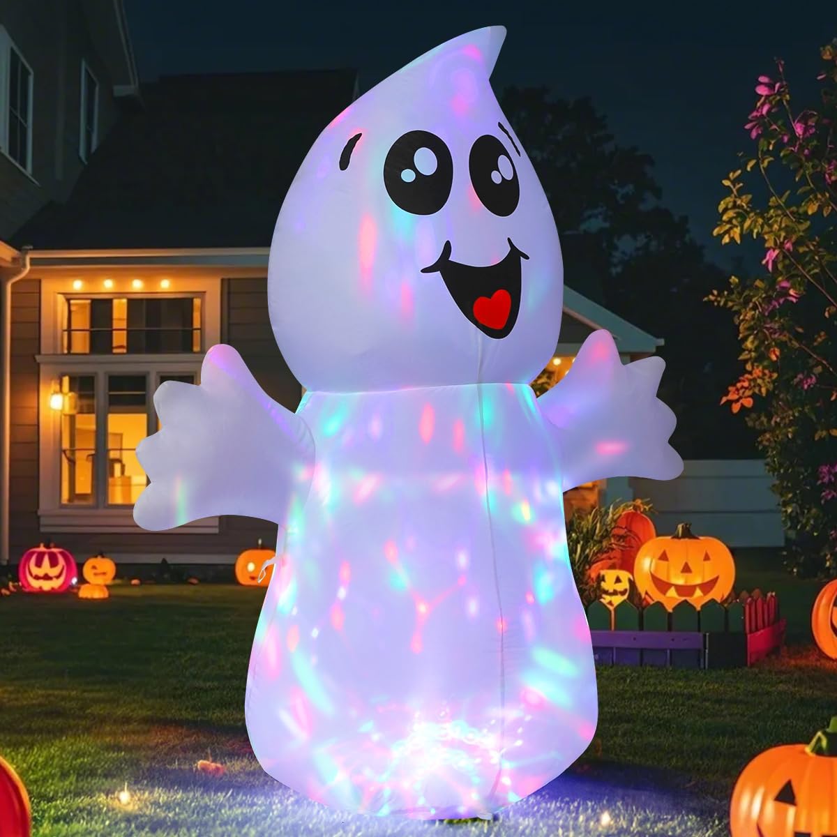 Fantasma inflable Halloween 5ft con luz LED para patio
