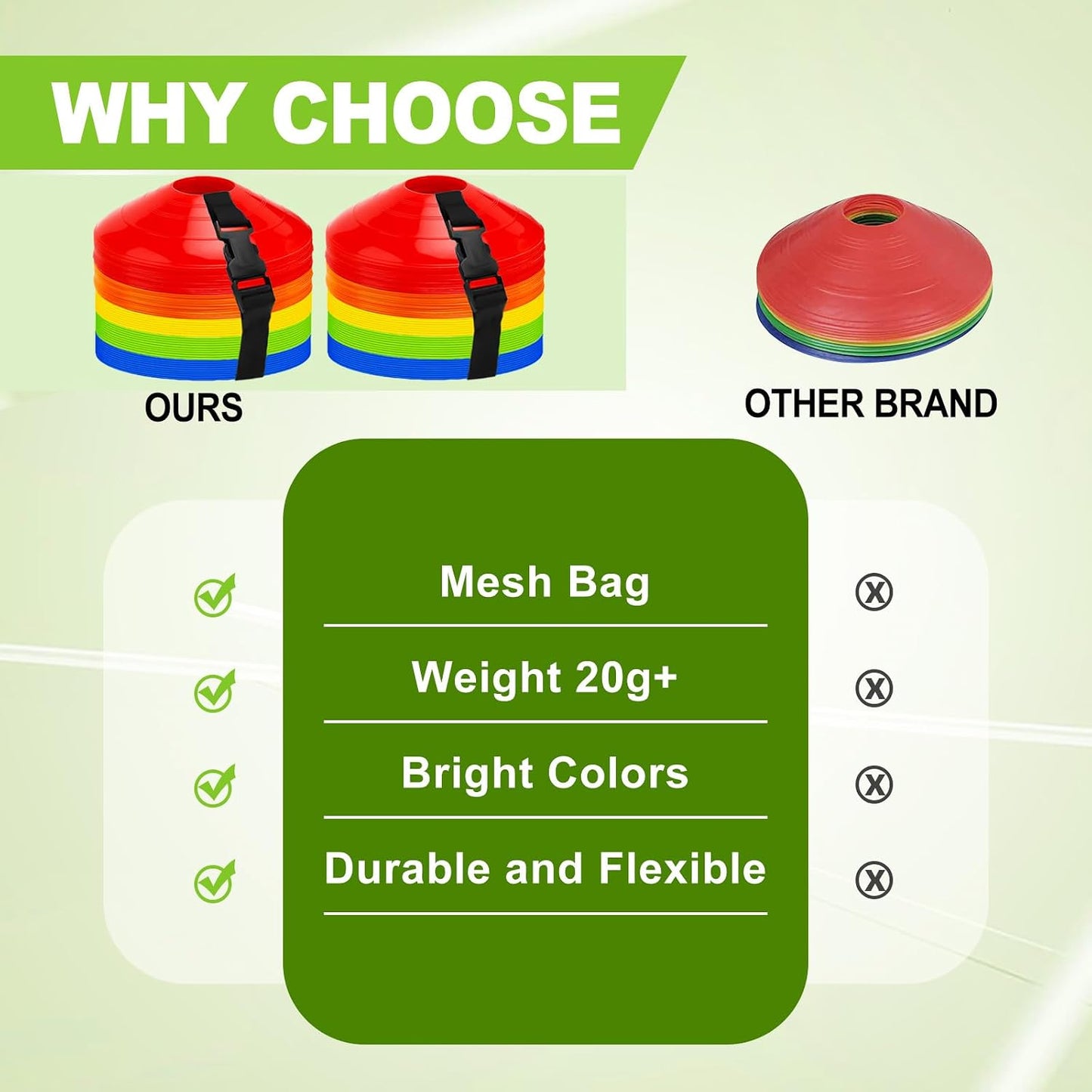 Set conos fútbol agilidad 25/50/100 con bolsa entrenamiento