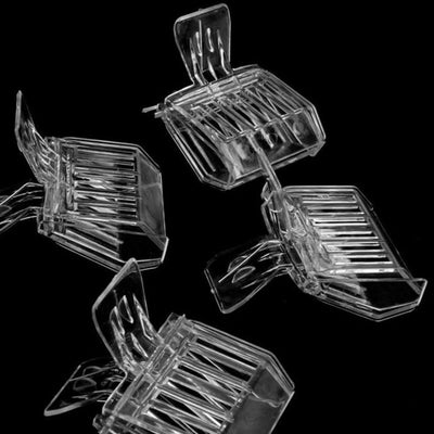 Set 4 clips plástico transparente para atrapasadores abejas
