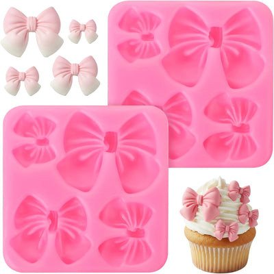 Paquete 2 Moldes Silicona Lazo Chocolate Mini Pasteles Boda