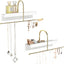 Organiz. joyas colgante pared dorado blanco con estante